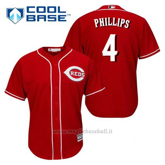 Maglia Baseball Uomo Cincinnati Reds Brandon Phillips 4 Rosso Alterner Cool Base